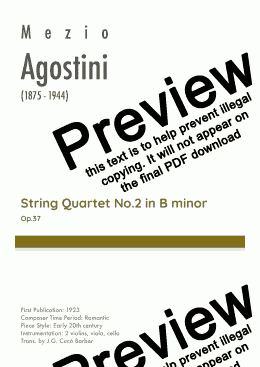 page one of Agostini - String Quartet No 2 in B minor