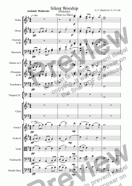 page one of G.F. Handel - Silent Worship (Non Lo Diro) for Orchestra