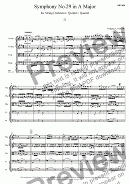 page one of Symphony No.29 - 2. Andante