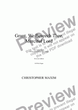 page one of Grant, We Beseech Thee, Merciful Lord (Collect for the 21st Sunday after Trinity set as an anthem)