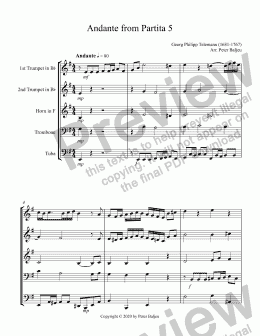page one of Die Kleine Kammermusik Partita 5 Andante