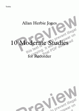 page one of 10 Moderate Studies - Treble Recorder