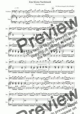 page one of Eine Kleine Nachtmusik (1st Movement) for Trombone and Piano