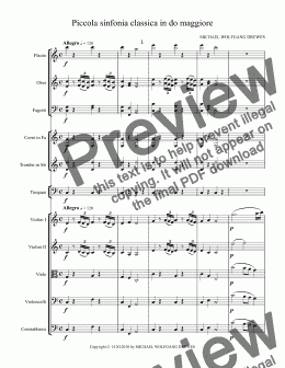 page one of Piccola sinfonia classica in do maggiore