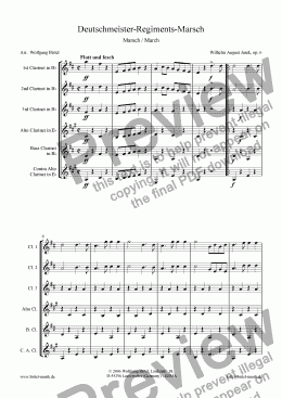 page one of Deutschmeister-Regiments-Marsch / March (Clarinet Ensemble)