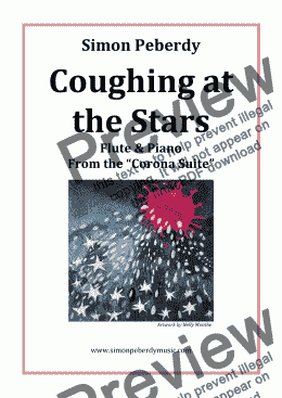 page one of Coughing at the Stars for Flute & Piano from the Corona Suite by Simon Peberdy