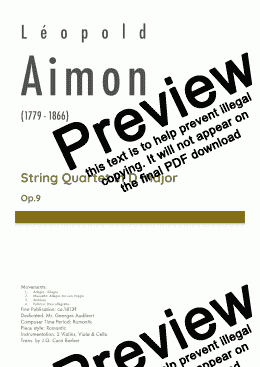 page one of Aimon - String Quartet in D major