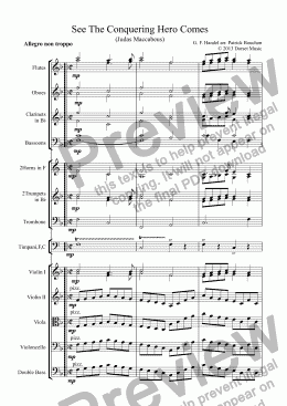 page one of Handel - See The Conquering Hero Comes for Orchestra