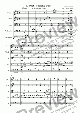 page one of Dorset Folksong Suite for Strings 1. Home and Away