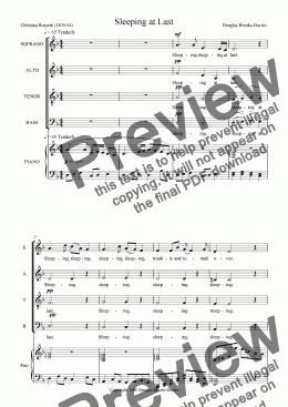 page one of Brooks-Davies: Sleeping at Last (Christina Rossetti setting) SATB choir + piano