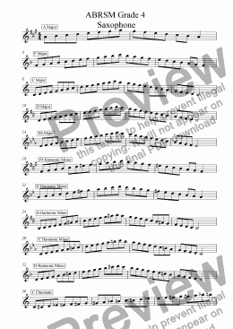 page one of Saxophone- Grade 4 Scales & Arpeggios( ABRSM format )