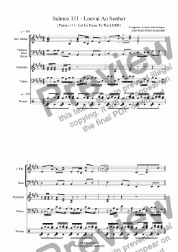 page one of 10- Salmos 111 - Louvai Ao Senhor (Psalms 111 - A South African rythm) - Revised