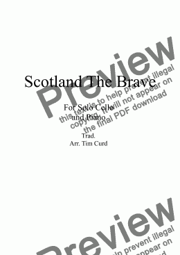 page one of Scotland The Brave for Solo Cello and Piano