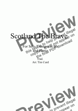page one of Scotland The Brave for Solo Trumpet in Bb and Piano 