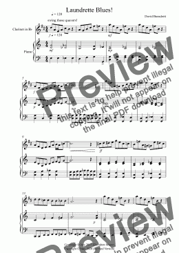 page one of Laundrette Blues! for Clarinet in Bb and Piano