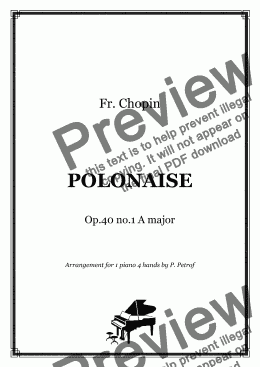 page one of Chopin - POLONAISE  Op.40 no.1 A major - 1 piano 4 hands