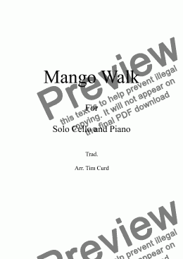 page one of Mango Walk for Solo Cello and Piano