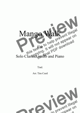 page one of Mango Walk for Solo Clarinet in Bb and Piano- 
