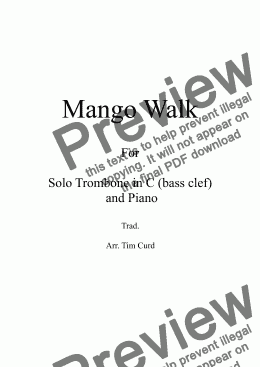 page one of Mango Walk for Solo Trombone/Euphonium in C (bass clef) and Piano