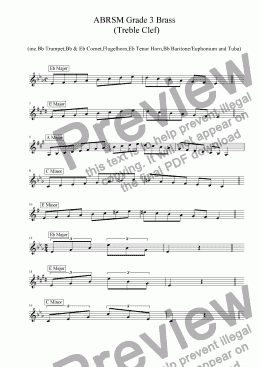 page one of Brass Treble Clef - Grade 3 Scales & Arpeggios( ABRSM format )