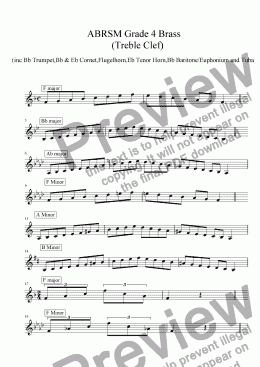 page one of Brass Treble Clef - Grade 4 Scales & Arpeggios( ABRSM format )