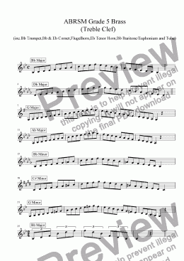 page one of Brass Treble Clef - Grade 5 Scales & Arpeggios( ABRSM format )