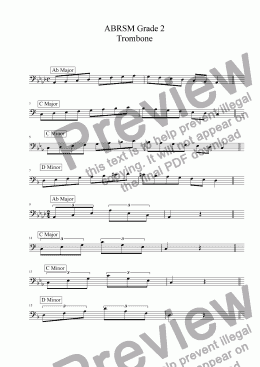 page one of Trombone - Grade 2 Scales & Arpeggios( ABRSM format )