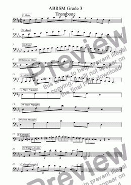 page one of Trombone - Grade 3 Scales & Arpeggios( ABRSM format )