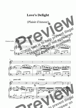 page one of Padre Martini - Love's Delight  (Plaisir d'Amour) - Clarinet (Bb) and Piano