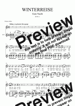 page one of Schubert - Winterreise D911 - 1. Gute Nacht (voice + guitar)