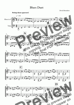 page one of Blues Duet for French Horn and Tuba