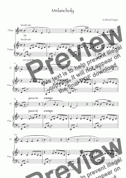 page one of 'Melancholy' for Flute & Piano