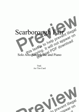 page one of Scarborough Fair for Solo Alto Saxophone and Piano