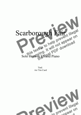 page one of Scarborough Fair for Solo Horn in Eb and Piano