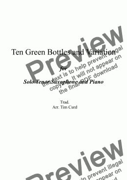 page one of Ten Green Bottles and Variation for Tenor Saxophone and Piano