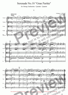 page one of Serenade No.10 "Gran Partita" - 5. Romanze