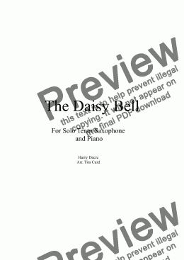 page one of The Daisy Bell for Solo Tenor Saxophone and Piano