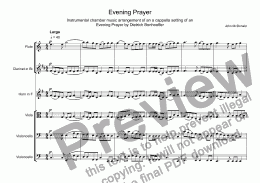 page one of Bonhoeffer's Abendgebet or  Evening Prayer (C Major Instrumental Score)