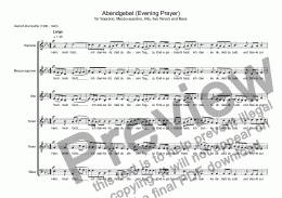 page one of Bonhoeffer's Abendgebet or  Evening Prayer (E Flat Major Choral Score)