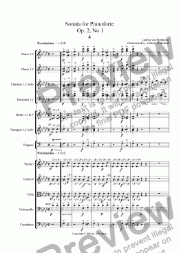 page one of Sonata for Pianoforte [for Orchestra] 4