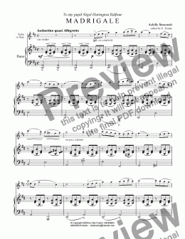 page one of Madrigale for flute or violin and piano