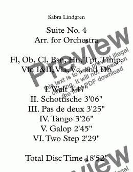 page one of Suite No. 4 Arr. for Orchestra III. Pas de deux
