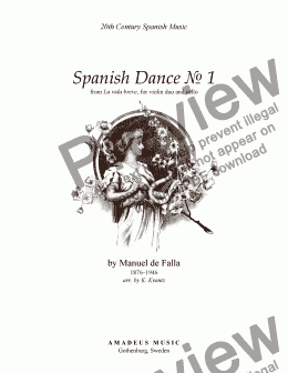 page one of Spanish Dance No. 1 from “La vida breve” for string trio (vln I, vln II, vc)