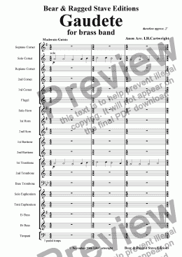 page one of Gaudete for brass band