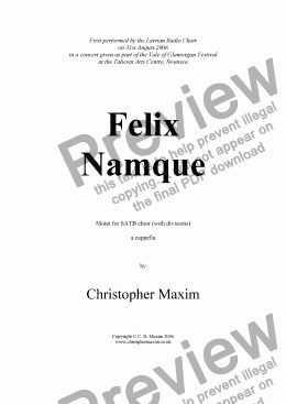 page one of Felix Namque (large-scale motet)
