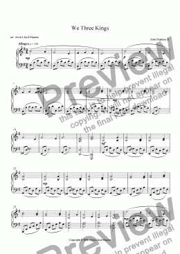 page one of Piano solo arr. We Three Kings