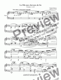 page one of La fille aux cheveux de lin / The Girl with the Flaxen Hair for piano solo