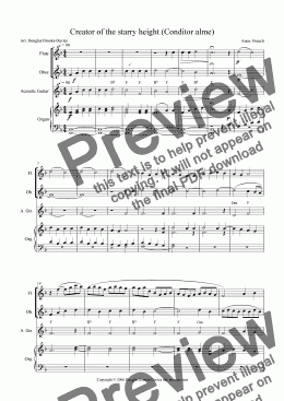page one of Creator of the Starry Height (Conditor alme): Instrumental prelude for flute, oboe, guitar and keyboard