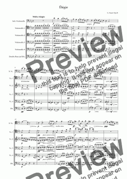 page one of Fauré Élégie Op. 24 for Solo Cello and Cello Quartet