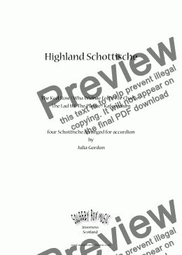 page one of Highland Schottische (The Keel Row / Wha Widnae Fecht For Charlie / The Lad Wi' The Plaidie / Kafoozalum)